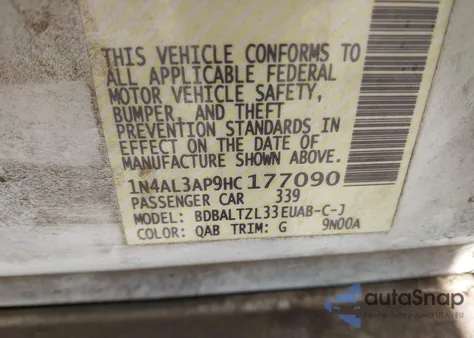 2017 Nissan Altima 2.5 Sl from USA, damaged, VIN 1N4AL3AP9HC177090